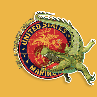 Amphibious Green Weenie 1833 1833l adobe illustrator alligator gator graphic design logo marines usmc vector