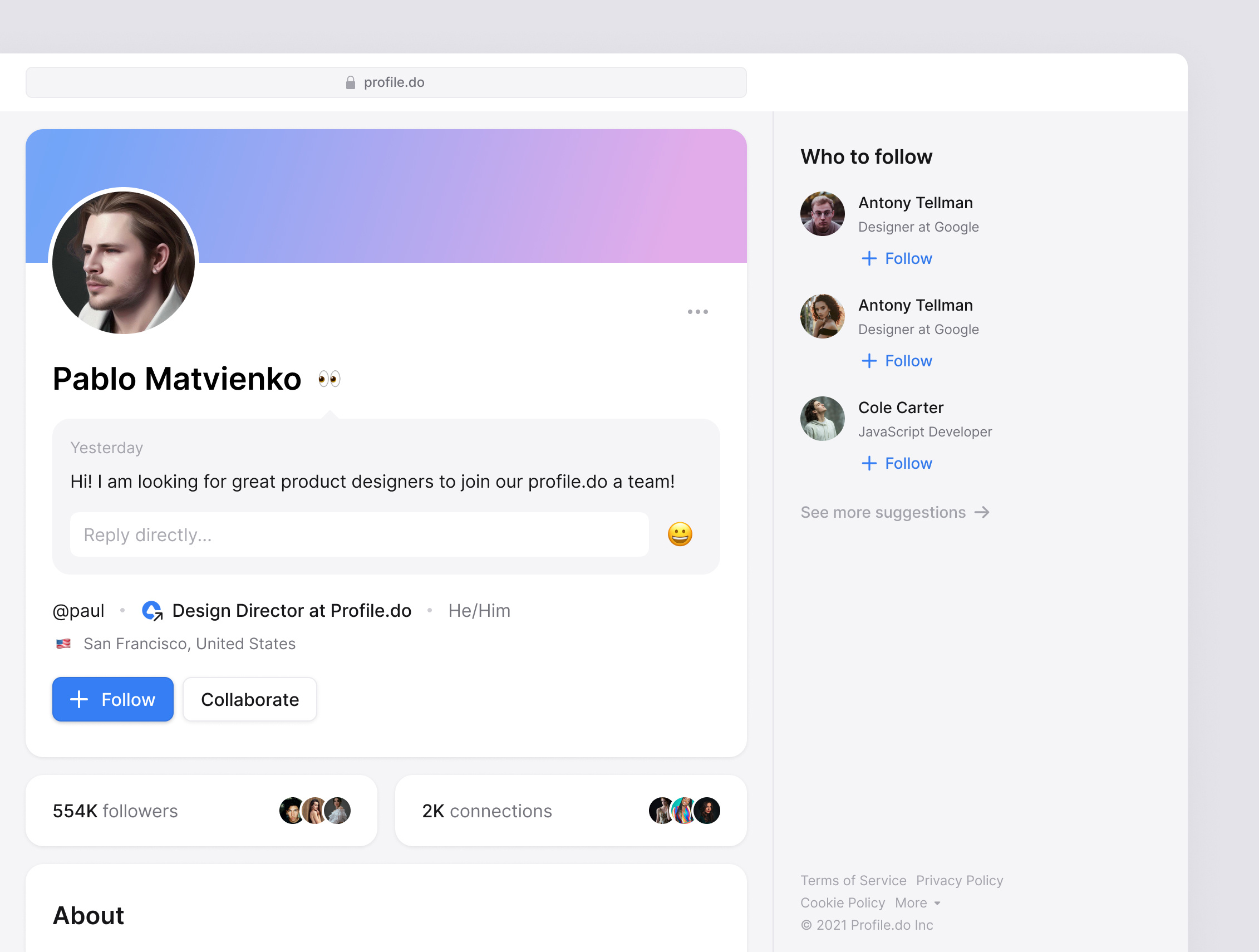 Profile Layout and Suggestions facebook layout linkedin network profile profile.do social user