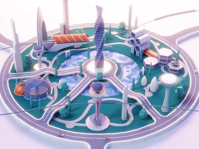 Pfizer - HemHorizon 3d animation blender city graphic design illustration isometric low poly model motion graphics ui website