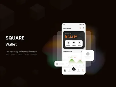 Square Wallet app bank bank card credit card finance finance app financial fintech mobile money money transfer send money transaction ui wallet