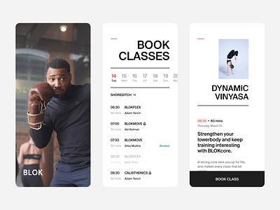 BLOK LONDON MOBILE APP android app bauhaus calendar clean design fitness ios minimal product sports typography ui ux