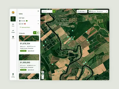 Land valuation tool acres ag tech analytics comparable sales crop history farmland farmland mapping farmland products farms geospatial geospatial analytics geospatial mapping land analytics land mapping land sales mapping ui design user experience user interface ux design