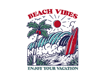 Beach Vibes - Enjoy your vacation beach branding cartoon design graphic design illustration logo mascot paradise summer beach vector