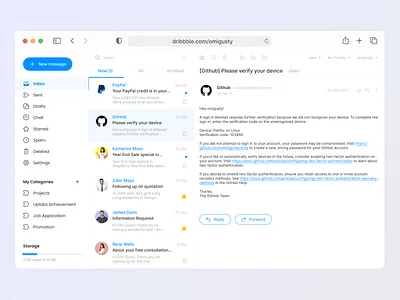 Email Client Web App blue clean dashboard email figma minimalist modern ui ui design uiux web app web design