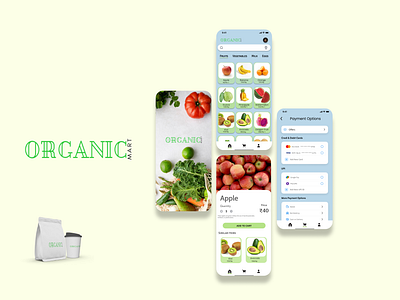 Organic Products delivery app Mobile application 3d animation app branding delivery app design food app graphic design illustration logo motion graphics organic products presentation research typography ui ux