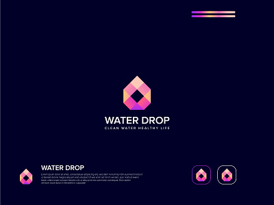 Water Drop Logo Design branding clean clear drop droplet flow flower glass gradeint gradient graphic design identity liquid logo design modern pixel logo raindrop water water drop water logo