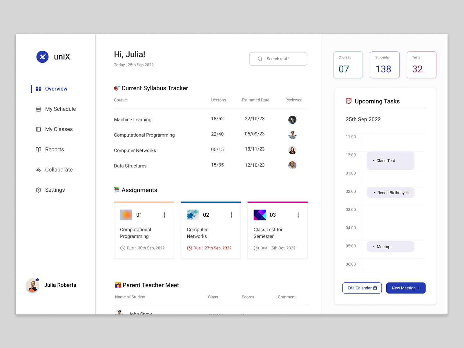 Teacher Dashboard By Pooja Kasture On Dribbble