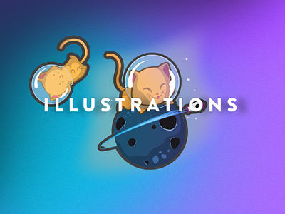 Illustration Set – Space Cats & Sketches app branding design graphic design illustration logo typography ui ux vector