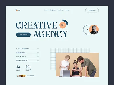 Creative Design Agency Landing Page Website agency clean company creative creative agency design digital digital marketing interface landing page minimal portfolio saas service startup ui uiux web web design website