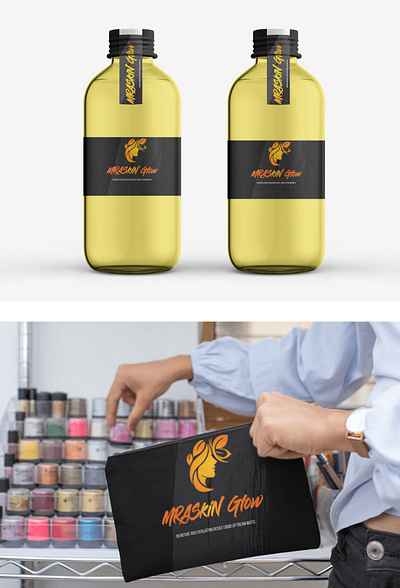 MRA SKIN GLOW branding company logo cosmetic design logo