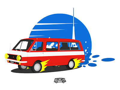 RAF 2203 Van 1976 2203 2d art car fabrika illustration latvia raf red riga splash van vector