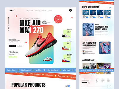 Nike Landing Page adidas airmax clean ecommers fashion footwear landing page nike nike air nike shoes online shop popular shoes store shopify sneakers uidesign uxdesign website yezzy
