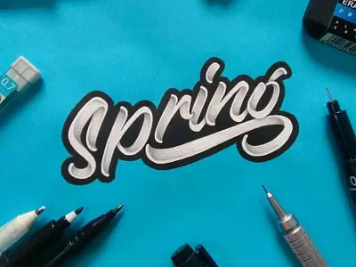 ‘ SPRING LETTERING ‘ branding classic design graphic design handlettering handmade lettering logo typography