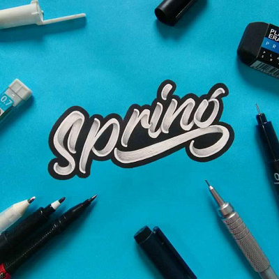 ‘ SPRING LETTERING ‘ branding classic design graphic design handlettering handmade lettering logo typography