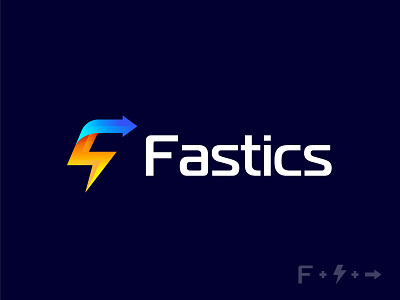 Fastics - Letter F + Lighting Bolt + Arrow Logistic Logo . a b c d e f g h i j k l m arrow logo bolt branding creative logo delivery design fast icon lighting lighting bolt logistic logo logistics company logo logotype modern logo n o p q r s t u v w x y z shipment symbol thunder