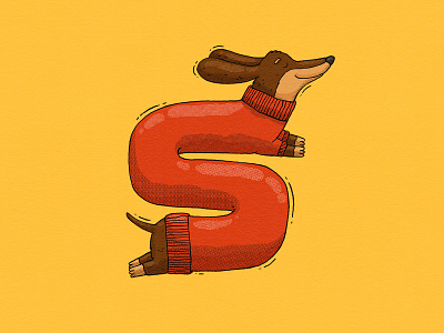 Long Dog / Layer Up 2d cute dachshund dog illu illustration illustrator long long dog spot sweater ui warm winter