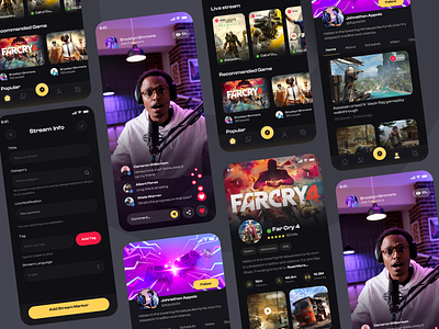 Game Streaming Mobile App app design game game streaming gaming gaming app ios app live stream live streaming mobile mobile app ofspace play stream streaming twitch ui ux video