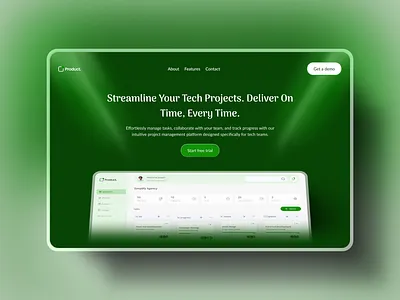 Landing page for a project management SAAS platform landing page saas ui ui design web design website design