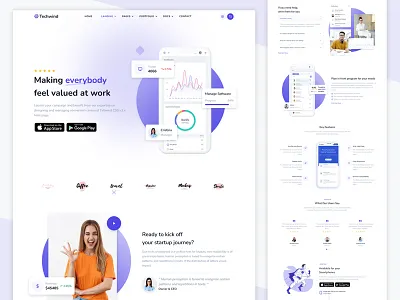 Techwind - Tailwind CSS App Landing Template agency app application branding business clean creative design free graphic design logo marketing modern responsive saas software tailwind tailwind css ui ux