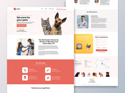 Healthy Pet TX - Veterinary Landing Page adobe xd agency beautiful boudoir boudoir photography branding call to action design design service graphic design landing page light modern pets photography red ui ux veterinary woman
