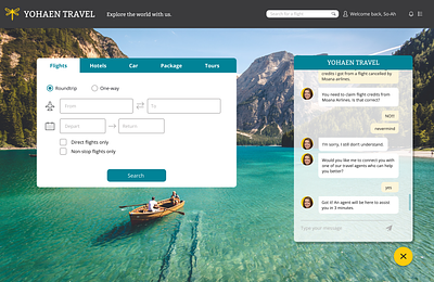 Travel Website Conversation User Interface (CUI) bot chatbot conversation design cui design product ui