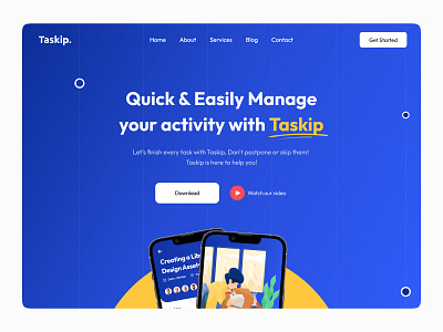 Taskip | Task Management App Landing blue collaboration dashboard ix studio ixstudio list notion organize planner productivity project management saas schedule task management tasks team manager to do todo tracking work