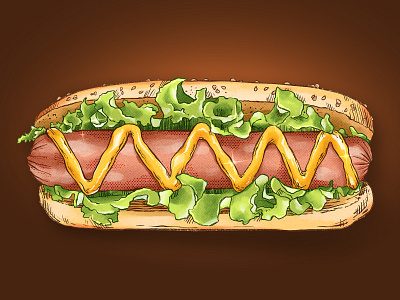 Hotdog caffe design digitalart digitalpainting food food and drink foodillustration hotdog illustration
