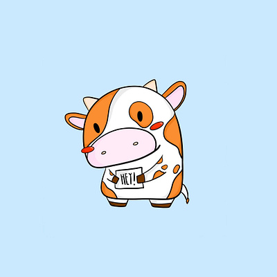 Hey! animal animals art artwork cow cute draw drawing illustration kawai kawaii procreate