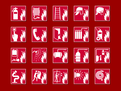 Improving ISO 7010 signs adobe illustrator extinguisher firefighter firefighting golden rectangle health and safety signs icon set improve improving iso iso 7010 redesign signal signs symbols technical drawing technical graphics technical illustration vector graphics visual system