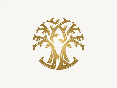 Luxury Tree Logo branch circle gold green leaf luxury minimal ornamental round simmple tree