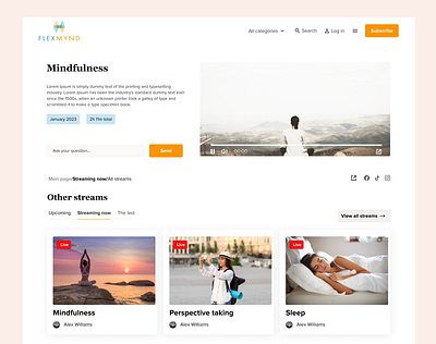 Page of streaming now e commerce streaming streams ui ux