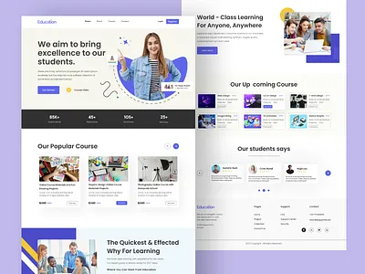 E-learning Website Landing Page animation clean course app e learn e learning edtech education education platform elearning courses minimal modern design study uiux webdesign