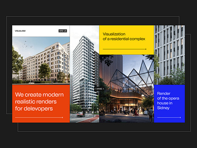 Visualization studio website. avangard build building construction design developer illustration modern render ui ux visualization web web design webflow website