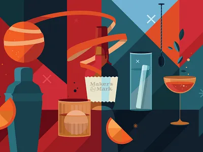 Maker's Mark editorial illustration flat illustration minimal vector