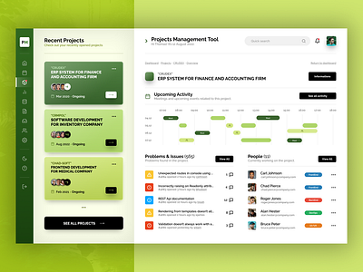 Project Management Dashboard dashboard graphic design green management panel pm project project management sidebar ui uiux ux