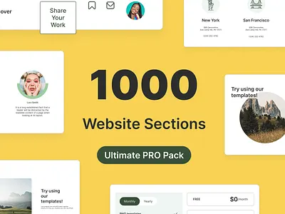 1000+ Website Sections Ultimate Pack design design kit design system landing page pack template ui ui components ui kit