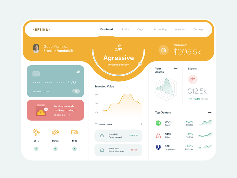 Investing UI dashboard