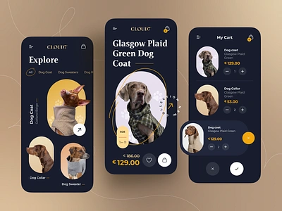 Pet Store App Design animal app cute design dogs ecommerce fashion ios mobile modern pet pet care puppy shop store ui ux