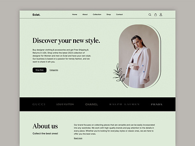 Fashion website design about us best dribbble shot branding clothes collection e commerce fancy fashion hero homepage landing page design luxury minimal shopping style stylist trendy design 2023 ui design web design woman