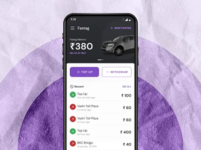 EasyPass/Fastag/Toll Pass through thingy design minimal mobile ui ux web design