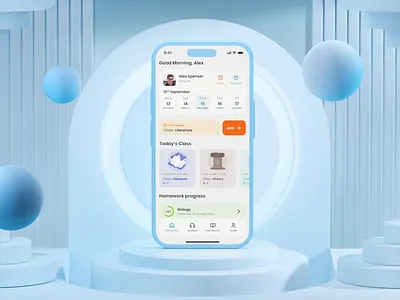 Online Education App - Mobile UI 3d 3d mockup education education app elearning interaction mobile app mobile ui online education online school ui ui trends