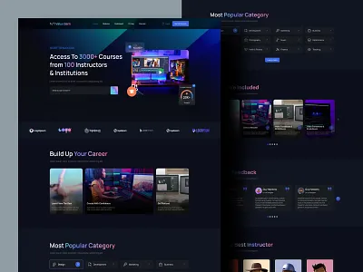 ValueBank - E-learning Website Design 📝 dark ui education website elearning elearning website figma illustration landing page learning web online course typography ui ui design ui ux user interface ux value bank vector web design web templete web ui