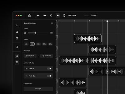 Edit Dashboard 🎶 app application dashboard design edit sound icons interface junof minimal podcast edit product design saas saas dashboard simple sound sound dashboard ui ui design user interface web