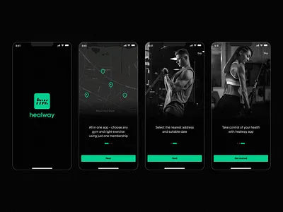 Healway sport mobile app onboarding app application creative design logo mobileapp typography ui ux uxui