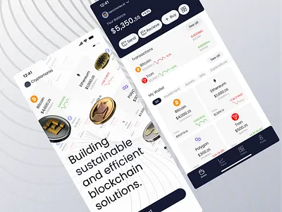 Crypto Mobile App UI Design: Onboarding and Home Screen. crypto design fintech ui web3
