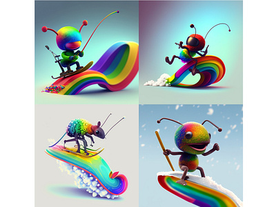 Ant skiing on a rainbow