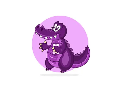 Crocodile phone logo mascot cartoon for company and industry animal character children crocodile cute design graphic design illustration logo minimalist phone playful