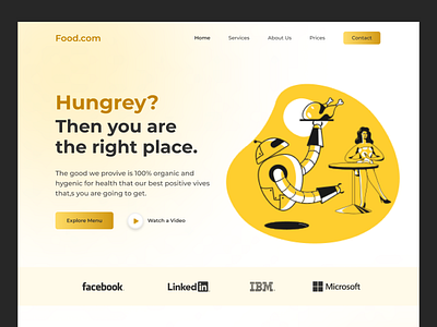 Landing hero for food. design food food landing page food order hero illustration landing hero landing page typography ui uiux ux web