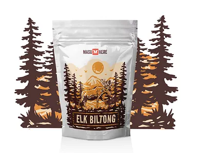 Maso Here Elk Biltong - Doypack Design biltong branding company branding design doypack food logo meat mockup packaging product snack