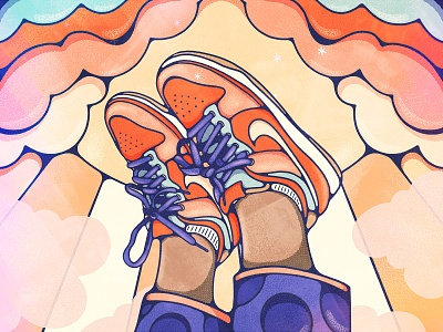 Walking on Air 80s airmax branded colorful design groovy illustration livelyscout nike procreate psychedelic retro shoes sneakers vintage illustration walking on air